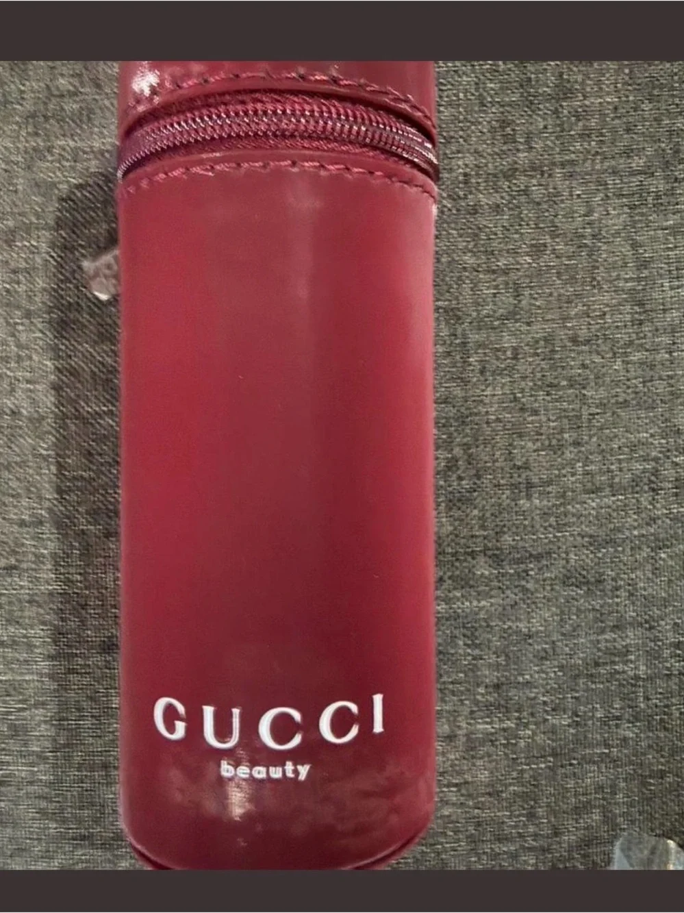 Gucci Burgundy Makeup Brush Set with Matching Case